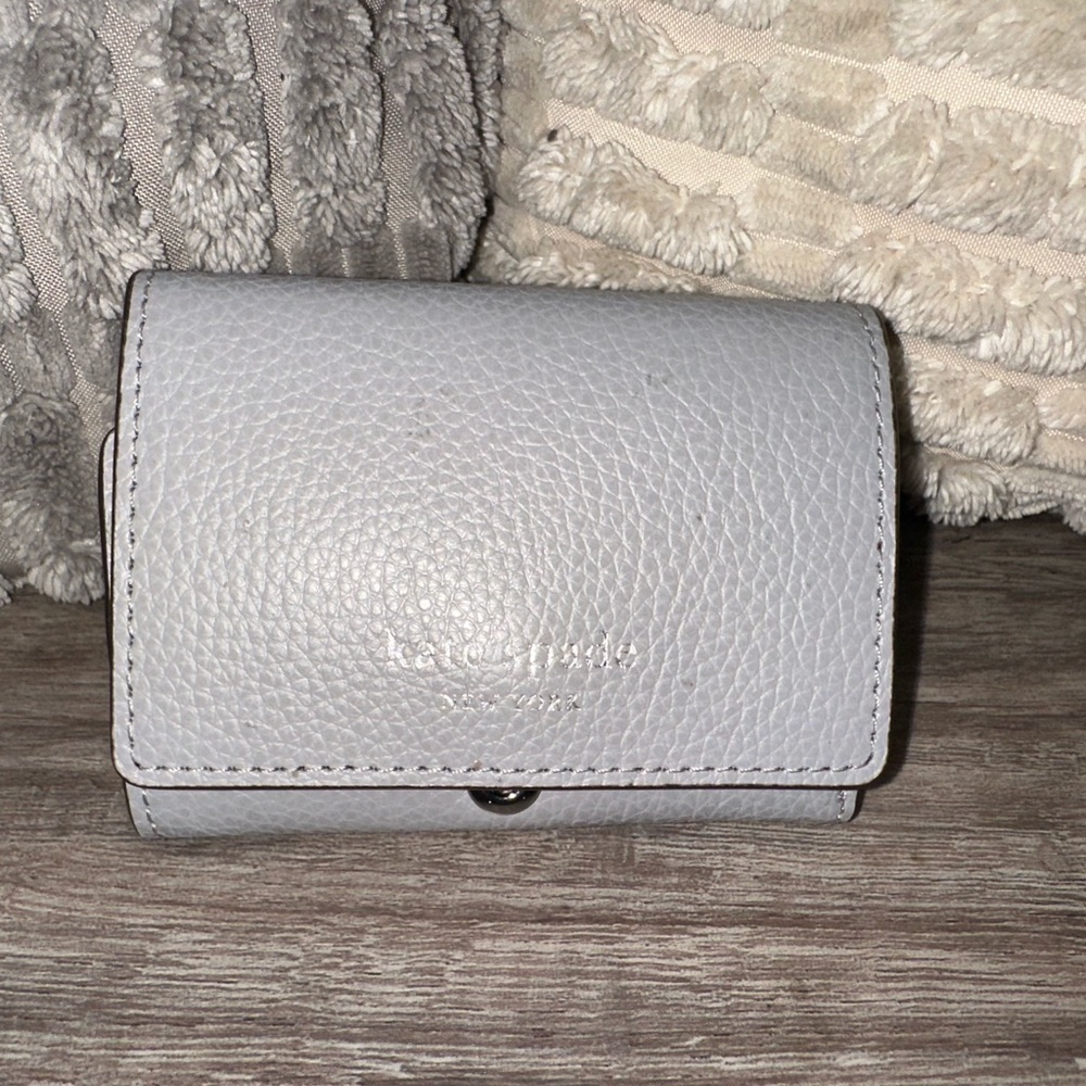 Kate Spade Gray Wallet Pebbled Leather Sophistication